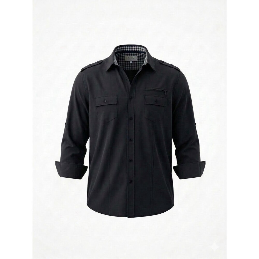 Sovereign Code Utility Shirt Men's XL Black/grey Button Up Roll Long Sleeves